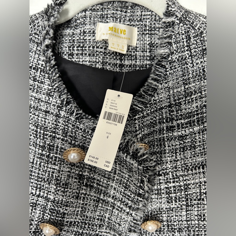 NWT Maeve by Anthropologie Tweed Double-Breasted Jacket - Picture 5 of 6